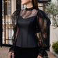 Le SoLeil Leather-Faced Taffeta and lace Blouse