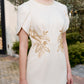 Le SoLeil Embroidered Gabardine Midi Dress with Cape SLeeves
