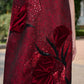 Le SoLeil Jacquard Silk Puff SLeeve A-Line Dress