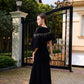 Le SoLeil Twill One-Shoulder Maxi Dress with Embroidered RuffLe
