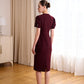 Formal Red Peplum Blazer and Pencil Skirt Set with Embellished Collar