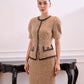Tweed Two-Piece Suit with Short Sleeves and Pencil Skirt