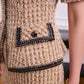 Tweed Two-Piece Suit with Short Sleeves and Pencil Skirt