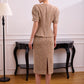 Tweed Two-Piece Suit with Short Sleeves and Pencil Skirt