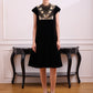 Black Velvet Dress with Lace Detailing