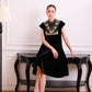 Black Velvet Dress with Lace Detailing