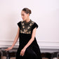 Black Velvet Dress with Lace Detailing