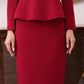 Red Gabardine Skirt Suit for Women - Tailored Formal Wear
