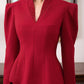 Red Gabardine Skirt Suit for Women - Tailored Formal Wear