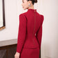 Red Gabardine Skirt Suit for Women - Tailored Formal Wear