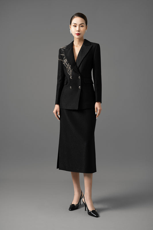 Gabardine Tailored Blazer and Skirt Set