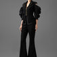 Jacquard Gabardine Puff-Sleeve Blazer and Flared Pants Set