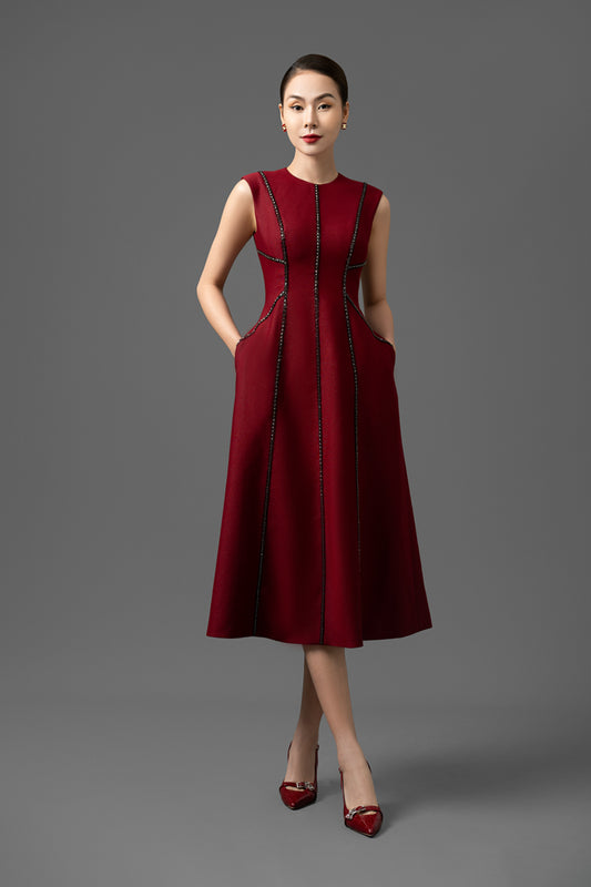 Metalic Yarn A-Line Midi Dress
