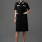 Gabardine Embellished Collar Shift Dress