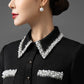 Gabardine Embellished Collar Shift Dress