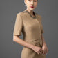 Gabardine Beige Peplum Blazer and Pencil Skirt Set