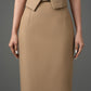 Gabardine Beige Peplum Blazer and Pencil Skirt Set
