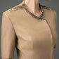 Gabardine Beige Peplum Blazer and Pencil Skirt Set