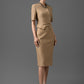 Gabardine Beige Peplum Blazer and Pencil Skirt Set