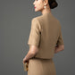 Gabardine Beige Peplum Blazer and Pencil Skirt Set