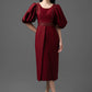 Gabardine Puff-Sleeve Midi Dress