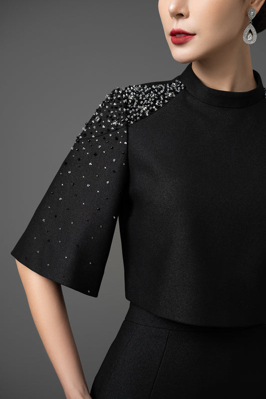 Gabardine Cape Blouse and Skirt Set