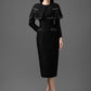 Synthetic Cotton Long-Sleeve Dress with Short Coat Set