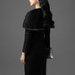 Synthetic Cotton Long-Sleeve Dress with Short Coat Set
