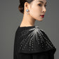 Gabardine Asymmetrical Embellished Midi Dress