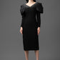 Satin Taffeta Embellished Off-Shoulder Midi Dress