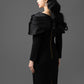 Satin Taffeta Embellished Off-Shoulder Midi Dress