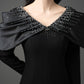 Satin Taffeta Embellished Off-Shoulder Midi Dress