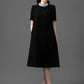 Gabardine Pearl-Embellished Collar Shift Dress
