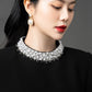 Gabardine Pearl-Embellished Collar Shift Dress
