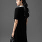 Gabardine Pearl-Embellished Collar Shift Dress