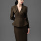 Olive Green Peplum Pencil Dress Set