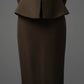 Olive Green Peplum Pencil Dress Set