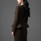 Olive Green Peplum Pencil Dress Set