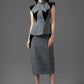Tweed and Gabardine Structured Vest and Pencil Skirt Set