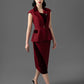 Gabardine and Velvet Sleeveless Blazer and Pencil Skirt Set
