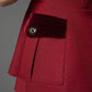 Gabardine and Velvet Sleeveless Blazer and Pencil Skirt Set