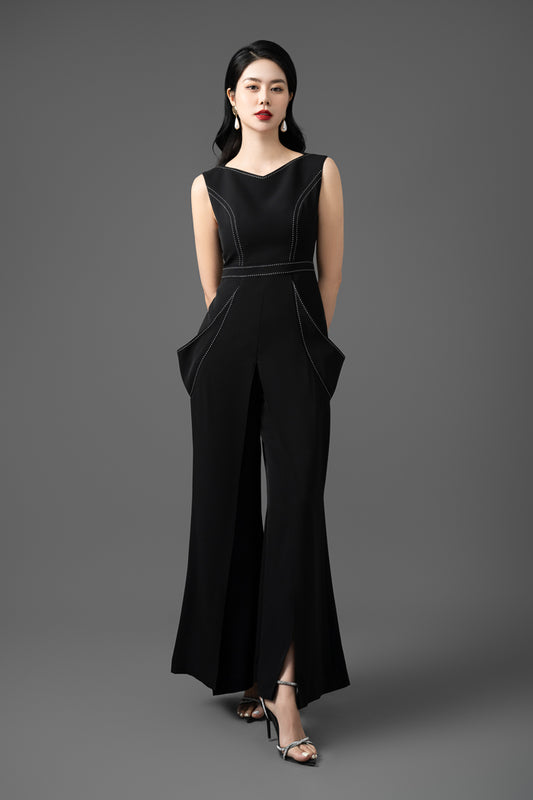 Cotton Drape Wide-Leg Jumpsuit