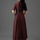 Gabardine A-Line Midi Dress with Embroidered Collar
