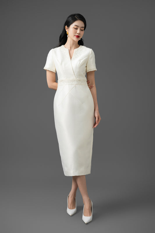 Taffeta Wrap-Style Midi Dress