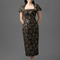 Brocade Midi Dress with Cap Sleeves