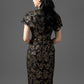 Brocade Midi Dress with Cap Sleeves