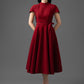 Woven Foam Cotton Fit-and-Flare Midi Dress