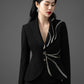 Gabardine Embroidered Blazer and Wide-Leg Pants Set