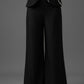 Gabardine Embroidered Blazer and Wide-Leg Pants Set