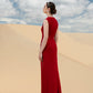 Red Maxi Dress with Floral Embroidery for Formal Events